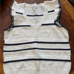Elodie Evereve Cream and Navy Striped Tank Top Sweater